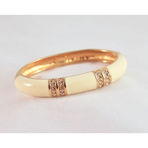 Swarovski Vintage 1980's Gold Tone Ivory Enamel and Crystal Bracelet